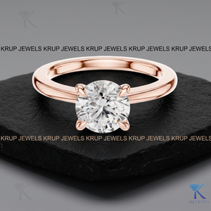 แหวนเพชรเพาะเลี้ยงทรงโซลิแทร์ ตัวเรือนทองคำขาว 14K 18K  แบบ 4 กรงเล็บ  งานหรูหรา  สำหรับผู้หญิงและผู้ชาย  เครื่องประดับเจ้าสาว  แหวนสัญญา - Product Image 3
