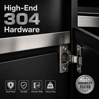 Cuisine extérieure moderne de luxe en acier inoxydable 304, armoire modulaire résistante aux intempéries, îlot de cuisson personnalisé avec évier et charnières