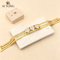 Bracelets de mode en acier inoxydable plaqué or 18 carats PVD avec zircon, papillon, cœur, trèfle à quatre feuilles, chaîne multicouche, bijoux pour femmes, cadeau