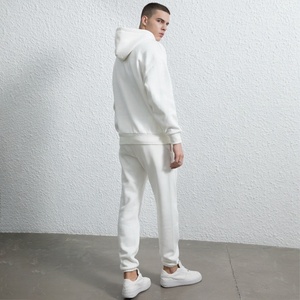 Bộ đồ thể thao Unisex chất liệu cotton cao cấp, áo hoodie trắng phối quần jogger, phong cách đường phố, thoải mái - Product Image 3