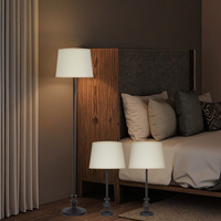 Lampes de table et de sol intelligentes LED classiques du milieu du siècle, abat-jour en tissu élégant pour chambre à coucher et salon, design du milieu du siècle