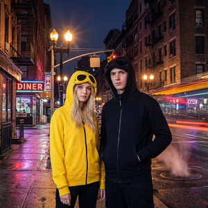 Sweat à capuche unisexe ample en molleton de coton 380 g/m² avec fermeture éclair, motif uni imprimé, pour homme, TKAN637 - Product Image 1