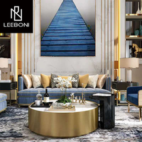 Offre Spéciale de table basse ronde avec incrustation de marbre pour salon au design simple