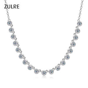 قلادة فاخرة وأنيقة بتصميم مستقيم مرصع بالمويسانيت الحقيقي، سلسلة طويلة على شكل فقاعات للنساء - Product Image 1