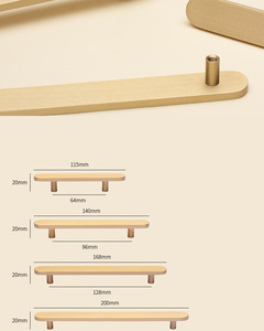 Gagang Kabinet Kuningan Padat, Gagang Laci Kuningan, Gagang Pintu Lemari Modern dengan Tepi Bulat untuk Gagang Lemari Dapur - Product Image 5