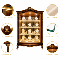 Vitrine de présentation de bijoux de style européen classique, armoire haute sculptée avec éclairage LED pour bijouterie