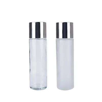 Косметическая бутылка с тонером для лица, жидкий тоник 230 мл, стеклянная бутылка с серебристой закручивающейся крышкой