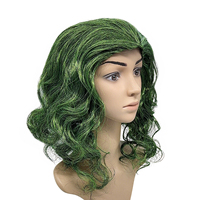 Perruque synthétique ondulée et moelleuse verte pour femmes, postiche d'aspect naturel pour cosplay et usage quotidien