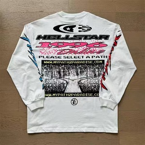 Venta Directa de Fábrica, Camiseta de Manga Larga Informal Holgada para Hombre y Mujer, de Algodón Puro con Estampado NFC de Moda Hell and Star - Product Image 1