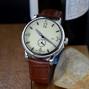 Stainless Steel Business Watch Men's 43mm <b>Square</b> 13mm Thick Fashion Quartz Movement Genuine Leather Strap Pointer - Product Image 3