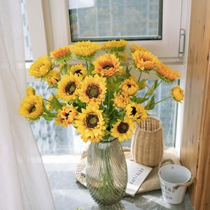 Bouquet de tournesols artificiels CallaFloral, jaune clair, jaune foncé, réaliste, décoration de mariage, style INS, fleur artisanale - Product Image 2