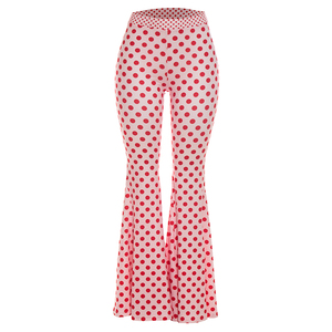 Viviblook Q26PT084 Nuevos pantalones casuales para mujer, pantalones acampanados con estampado de lunares, ajustados y a la moda para damas - Product Image 3