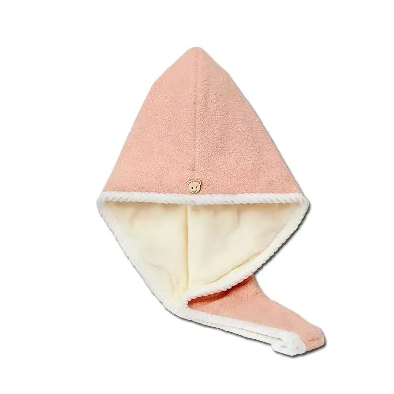 Women's Double Layer Microfiber Hair Towel Wrap Sustainable Rapid Hair Drying Home Use Cap Super Absorbent Dry Hair Plain Style