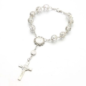 Commercio all'ingrosso di lusso <span class=keywords><strong>argento</strong></span> <span class=keywords><strong>rosario</strong></span> braccialetto di vetro perle di perle in <span class=keywords><strong>argento</strong></span> strass italiano cattolico religioso sublimazione per la preghiera - Product Image 4