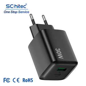 Schitec Ultra Slim EU 30W Gan Charger Fast Charging Type C 30W QC18W Portable Wall <b>Plug</b> Adapter for iphone Sumsung Android Phone - Product Image 1