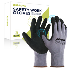 ถุงมือทำงานแบบสัมผัสหน้าจอ 13G ไนลอน สแปนเด็กซ์ แซนดี้ ไนไตรล์ กันลื่น ทนต่อการเสียดสี ถุงมือนิรภัยสำหรับงานอุตสาหกรรม 3 คู่ - Product Image 1