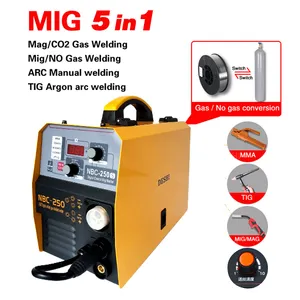 MIG-5 in 1 gasless 플럭스 코어 와이어 mig 용접기 mig mma co2 용접 기계 가스 미그 없음