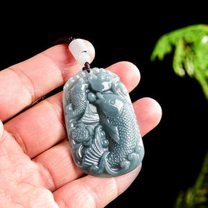 Pendentif en jadéite naturelle, style chinois, design original, avec certificat d'évaluation, DW107 - Product Image 3