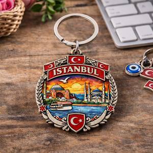 Novità 2026: Ciondolo Personalizzato in Metallo con Stampa UV, Placcato Oro, Incisione Tecnica, Tema <span class=keywords><strong>Istanbul</strong></span> Turchia, Piazza Sultanahmet, Hagia Sophia, <span class=keywords><strong>Moschea</strong></span> Blu - Product Image 2