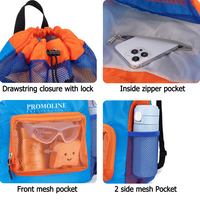 Sac de bain en maille de grande capacité Sac à dos Sac de plage à cordon de serrage léger avec poches latérales pour enfants Garçons Filles Voyage Vacances
