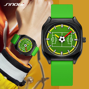 Montre à quartz <span class=keywords><strong>pour</strong></span> homme avec bracelet en silicone souple, style football, étanche 3 ATM, boîtier 20*20MM, boucle ardillon, emballage OEM - Product Image 1