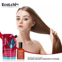 EcoLchi OEM sampo dan kondisioner, masker rambut kolagen Keratin minyak Argan organik Label pribadi bebas sulfat