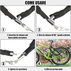 Antivol à chaîne pour vélos et motos 5 mm x 80 cm - Product Image 5