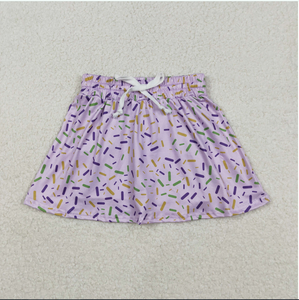 Ensembles de jupes et shorts pour filles GLK0144, imprimé à paillettes violettes, pour le Mardi Gras - Product Image 3