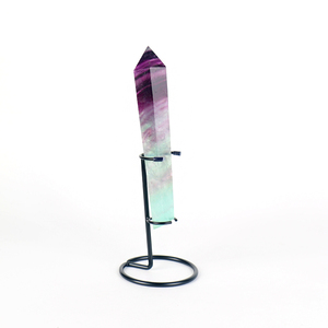 Tour décorative en pierre de guérison naturelle en cristal, pointe de fluorite en forme de bonbon avec support, vente en gros - Product Image 5