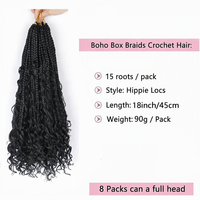 MS African Dreadlock Crochet Hair Boho Box Braid Extension 18-Inch Soft Silk Fluffy High Breathability Machine Double Weft Any