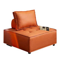 Canapé modulaire en PU orange avec coussin capitonné individuel, oreiller de dossier assorti et appui-tête, design combinable détachable pour salon