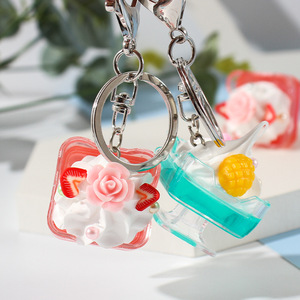 Simulated square cream ice cream pendant, creative and personalized car keychain, <b>key</b> <b>chain</b>, small commodity wholesale. - Product Image 3