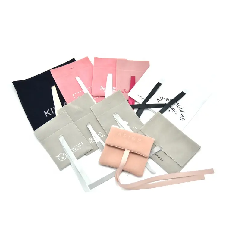Pochette Bijoux avec logo de luxe personnalisé enveloppe en daim Sacs à bijoux mini accessoires