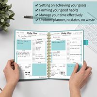 Agenda quotidien non daté, carnet de liste de tâches avec calendrier horaire, repas, organiseur d'appointements en spirale, carnet pour homme/