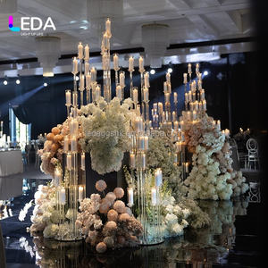 Candelabro de Cristal LEDA para Bodas, Candelabro de Cristal con Tubo de Vidrio para Centro de Mesa de Boda y Día de San Valentín - Product Image 1