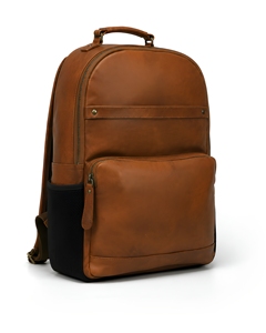 Classic Genuine Leather Breathable Laptop <b>Backpack</b> with Zipper Closure Front Pocket Unisex Softback 24L Capacity Office Use - Product Image 1