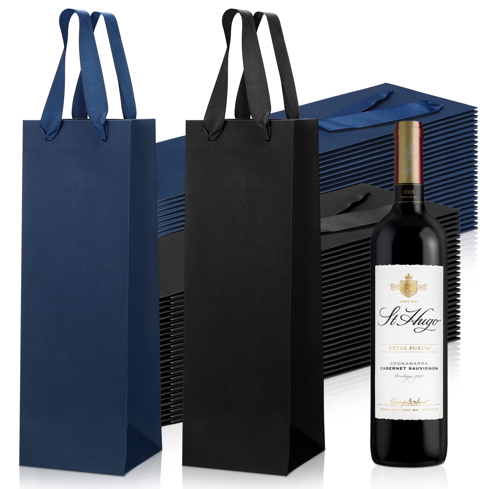 Oem Competitive Price Custom Print Logo Eco Friendly Kraft Paper Gift Bags Bottle Wine With Cotton Rope Handles