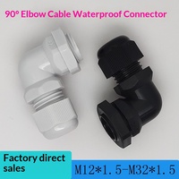 Connecteur de câble en nylon plastique de type M à angle de 90 degrés, étanche IP68, métrique, M12-M32