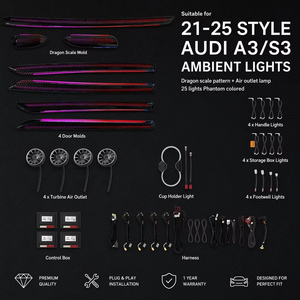 Luz Ambiental para Auto Audi A4L S4 RS4 B9 2017-2024, Diseño de Cielo Estrellado con Láser <span class=keywords><strong>Symphony</strong></span> 33 LED, Control por Pantalla/Aplicación/WeChat, Interior - Product Image 3