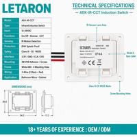 Interruptor con Sensor para Espejo LED, Control por Movimiento de Mano IR, DC12/24V, IP44, Atenuación Continua, Función Antivaho, Memoria de Apagado