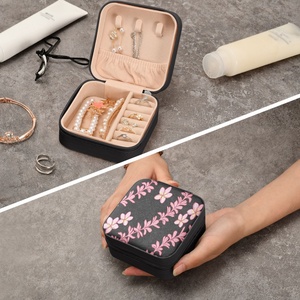 Hawaii Pink Flower <b>Mini</b> Gift Necklace Ring PU Leather <b>Storage</b> <b>Box</b> Jewelry Case Organizer Travel Custom Velvet Jewelry <b>Box</b> - Product Image 6