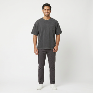 T-shirt vintage personnalisé pour homme, 100 % coton épais, col rond, manches courtes, coupe classique, respirant, style rétro - Product Image 1