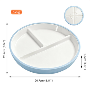 <span class=keywords><strong>Platos</strong></span> de Porcelana Divididos con Mangas de Silicona, Plato de Alimentación Dividido para Microondas, <span class=keywords><strong>Platos</strong></span> de Succión Blancos para Niños Pequeños, Aptos para Niños Pequeños - Product Image 3