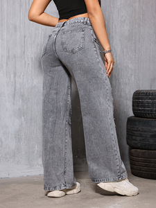 <span class=keywords><strong>Jeans</strong></span> logori lavati XS-XL con buchi strappati pantaloni a gamba dritta alla moda pantaloni casual da strada - Product Image 4