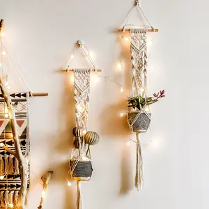 Artilady Geometric Decor Treo Trang Trí Nhỏ Macrame Thực Vật Hanger Flower Basket Macrame Cây Cho Các Phòng Vườn