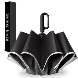 Durable Premium Grip Automatic Folding Rain <b>Umbrella</b> Parasol Dla Kobiety Promotional <b>Windproof</b> Pongee 3 Fold <b>Umbrella</b> for Rain - Product Image 2