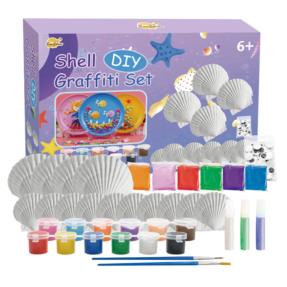 Kit di pittura a conchiglia 2023 per eventi regali di attività artistica creativi Graffiti dipinti a mano giocattoli Art Shell Painting Kit per bambini