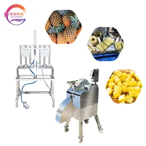 Commerciële Fruitgroenteblokjes Snijmachine Ananas Schil-En Kernsnijmachine Ananas In Blokjes Snijden Snijmachine