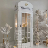 SPRING PLANTING White Telephone Phone Booth Wedding Backdrop Audio Guestbook Phone London Telephone Booth untuk Dekorasi Pernikahan