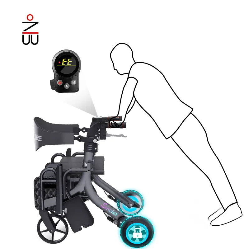 Scooter dobrável para cadeira de rodas, passeio elétrico de carbono